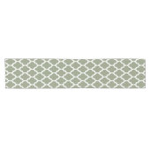 Chemin De Table Court Sage Vert Blanc Marocain #4LG Motif (Horizontal)
