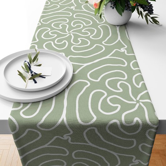 Chemin De Table Court Saumon vert abstrait ornemental