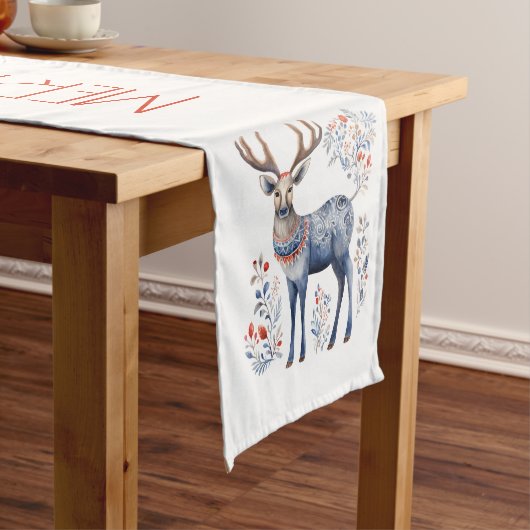 Chemin De Table Court Scandinavian Folk Reindeer Christmas Party Suplies (In Situ)