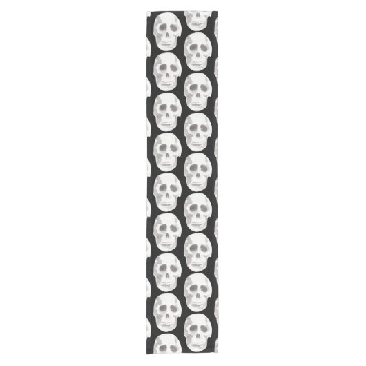 Chemin De Table Court Scary Scull Black & White Pattern (Devant)