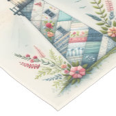 Chemin De Table Court Scène florale côtière du phare patchwork (Coin)