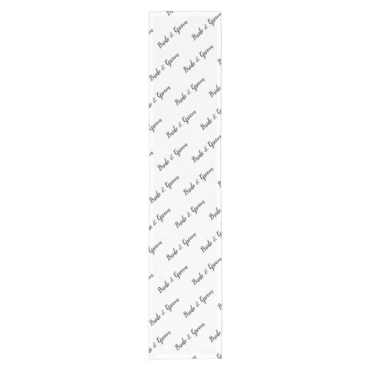 Chemin De Table Court Script noir de mariée et de chambre (Devant)