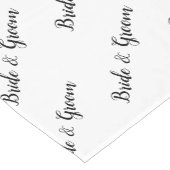 Chemin De Table Court Script noir de mariée et de chambre (Coin)