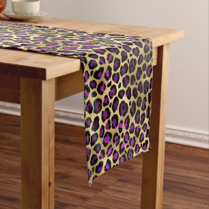 Chemin De Table Court Série Purple and Gold Leopard Design 4