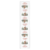 Chemin De Table Court Simple aquarelle sauge vert brun pain d'épices (Devant)