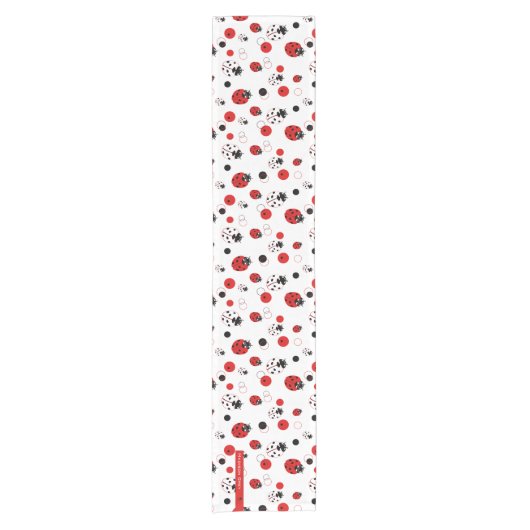 Chemin De Table Court Simple Motif Ladybug rouge, noir et blanc (Devant)