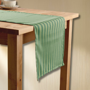 Chemin De Table Court Simple Vintage Olive Sage Vert Dégradé Rayé
