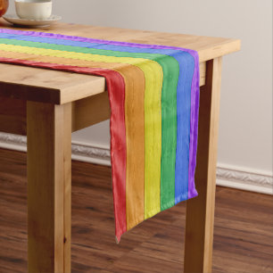 Chemin De Table Court SlipperyJoe's classique arc-en-ciel tactile fait m