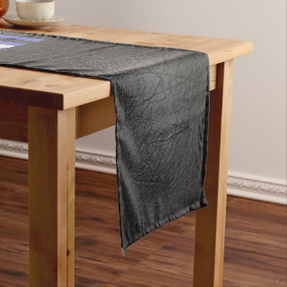 Chemin De Table Court SlipperyJoe's cuir drapeau orgueil noir bleu royal