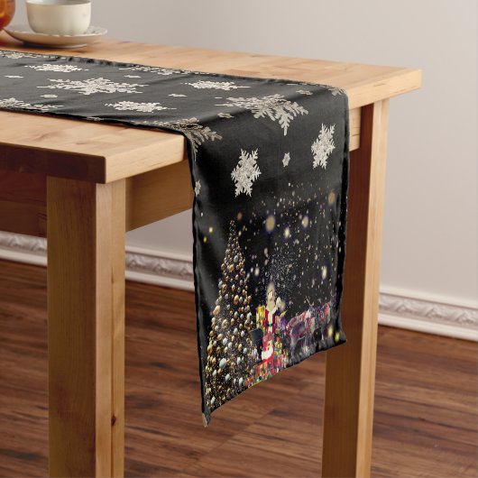 Chemin De Table Court Snowflakes Père Noël Christmas Table Runner (In Situ)