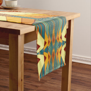 Chemin De Table Court Southwestern Golden Sun Rays Design indien