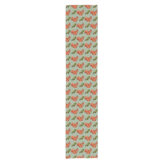 Chemin De Table Court Squirrel and Acorn Pattern Green (Devant)