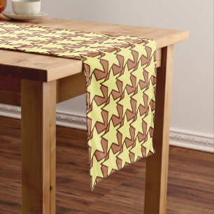 Chemin De Table Court Star moderne géométrique, jaune clair et cacao Bro