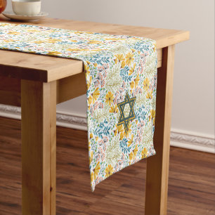 Chemin De Table Court Star of David sur Spring Flowers Short Table Runne