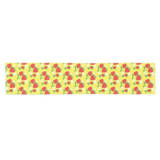Chemin De Table Court Strawberry and Flower Yellow Pattern (Horizontal)