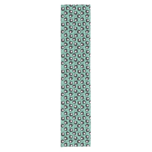 Chemin De Table Court Style Cinties | Aqua, Blobs noirs | Rétro (Devant)