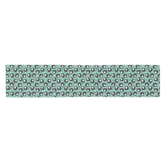 Chemin De Table Court Style Cinties | Aqua, Blobs noirs | Rétro (Horizontal)