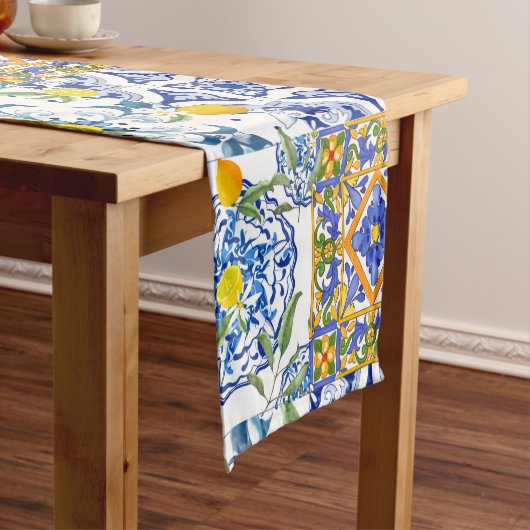 Chemin De Table Court Style sicilien, art d'été Table Runner (In Situ)