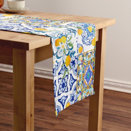 Chemin De Table Court style sicilien, majolica, citrons   (In Situ)