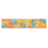 Chemin De Table Court Succulents d'aquarelle sur Terracotta (Horizontal)