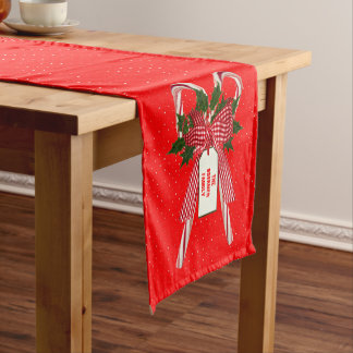 Chemin De Table Court Sucre de canne de Noël Nom de famille Coureur de t
