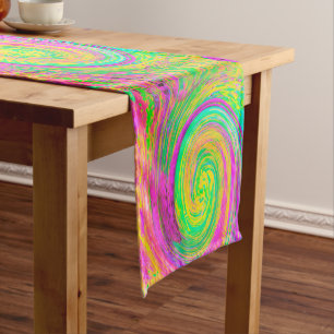Chemin De Table Court Super Abstrait violet et cyclique jaune