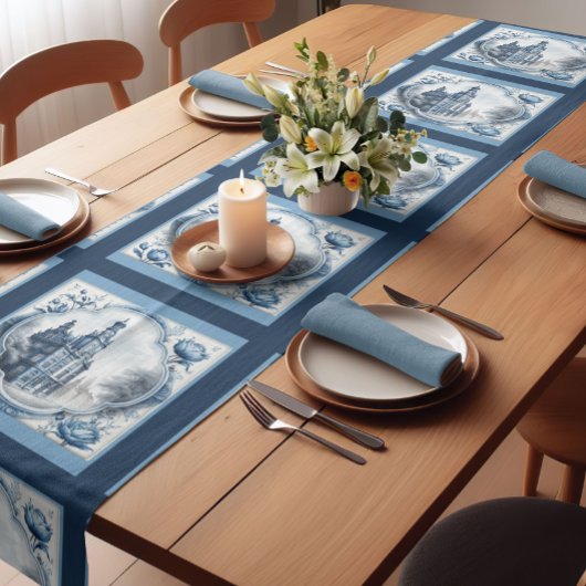 Chemin De Table Court Superbe palais fleuri chinoiserie toile monogramme