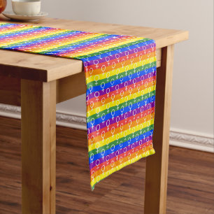 Chemin De Table Court Symbole féminin Motif arc-en-ciel
