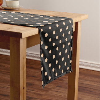 Chemin De Table Court Taches pêche abricot sur fond noir