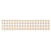 Chemin De Table Court Tan Beige Plaid Gingham Table Runner (Horizontal)