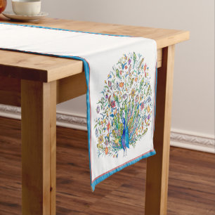 Chemin De Table Court Tapis de table court carte postale paon floral aqu