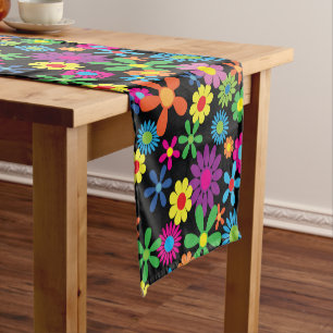 Chemin De Table Court Tapis de table court rétro Flower Power