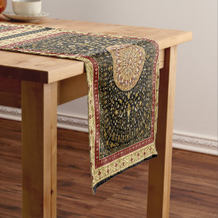 Chemin De Table Court Tapis perse rouge et noir