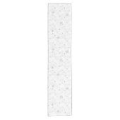 Chemin De Table Court Taupe Fleurs blanches dessinées à la main sur le b (Devant)