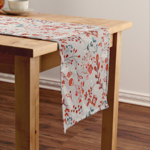Chemin De Table Court Taupe Rouge et Turquoise Taika Folk Art