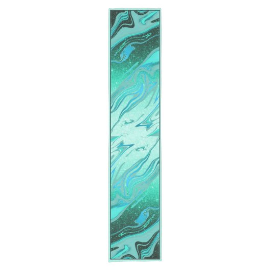 Chemin De Table Court Teal glitter marble medium table runner (Devant)
