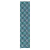 Chemin De Table Court Teal & Navy Geometric Grid Pattern (Devant)