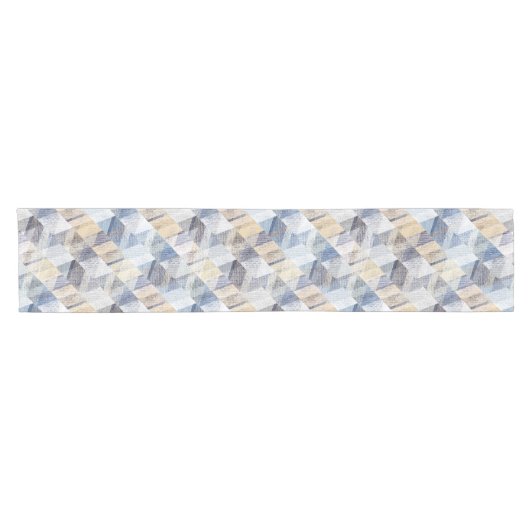 Chemin De Table Court Textes bleu clair, zigzag beige (Horizontal)