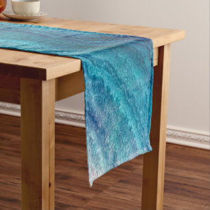 Chemin De Table Court Texture de l'Agate Vert de la Mer Bleue