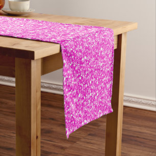 Chemin De Table Court Texture en faux marbre rose chaud