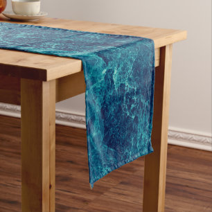 Chemin De Table Court Texture en marbre bleu marine