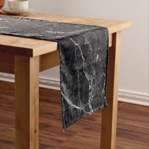 Chemin De Table Court Texture en marbre noir