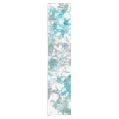 Chemin De Table Court texture gris turquoise et marbre blanc (Devant)