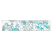 Chemin De Table Court texture gris turquoise et marbre blanc (Horizontal)