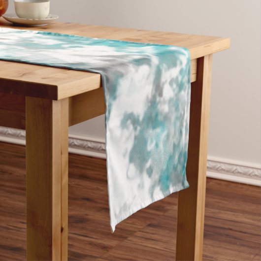 Chemin De Table Court texture gris turquoise et marbre blanc (In Situ)