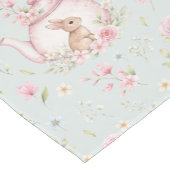 Chemin De Table Court Théière Lapin Fantaisiste Motif Floral de Printemp (Coin)