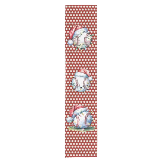 Chemin De Table Court Thème de Noël du baseball (Devant)