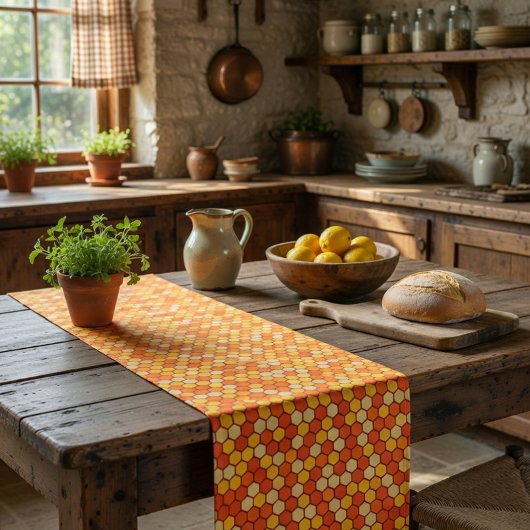 Chemin De Table Court Thème hexagonal en forme d'abeille