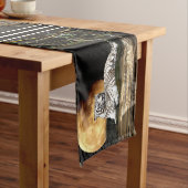 Chemin De Table Court Tigre blanc, lune et bambou (In Situ)