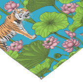 Chemin De Table Court Tigres dans l'étang rose lotus (Coin)